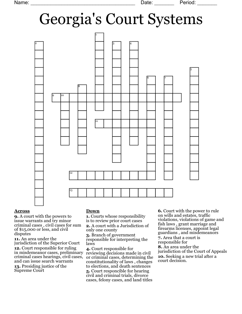 Georgia's Court Systems Crossword