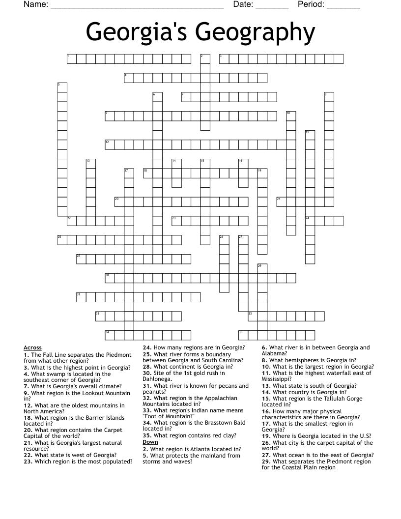 Georgia's Geography  Crossword