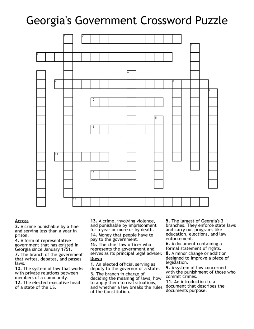 Georgia's Government Crossword Puzzle