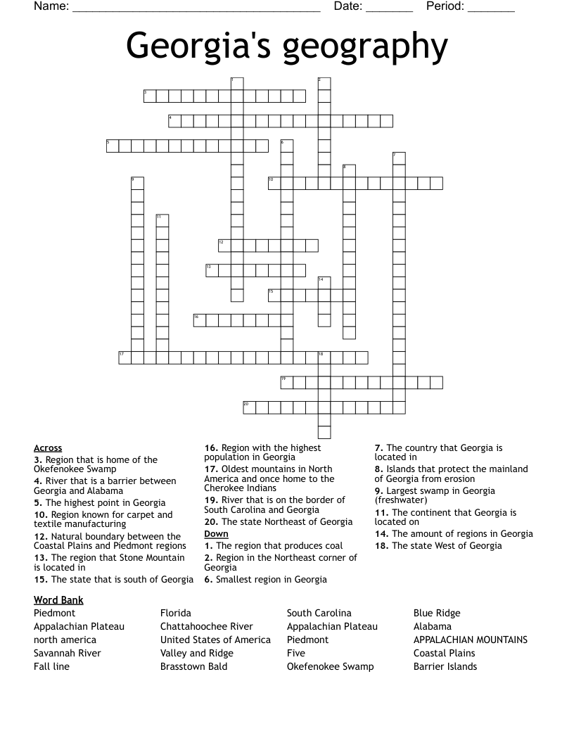 Georgia's geography Crossword