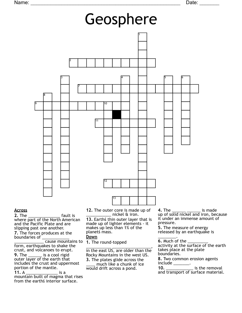 Geosphere Crossword