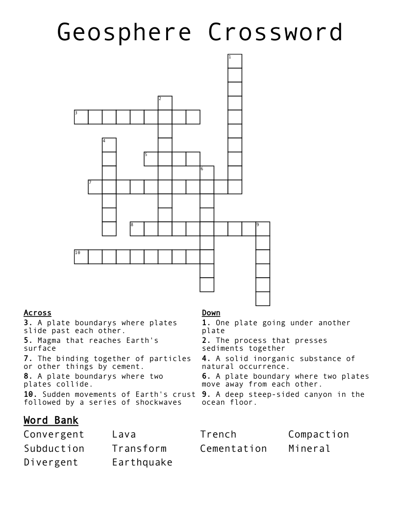 Geosphere Crossword