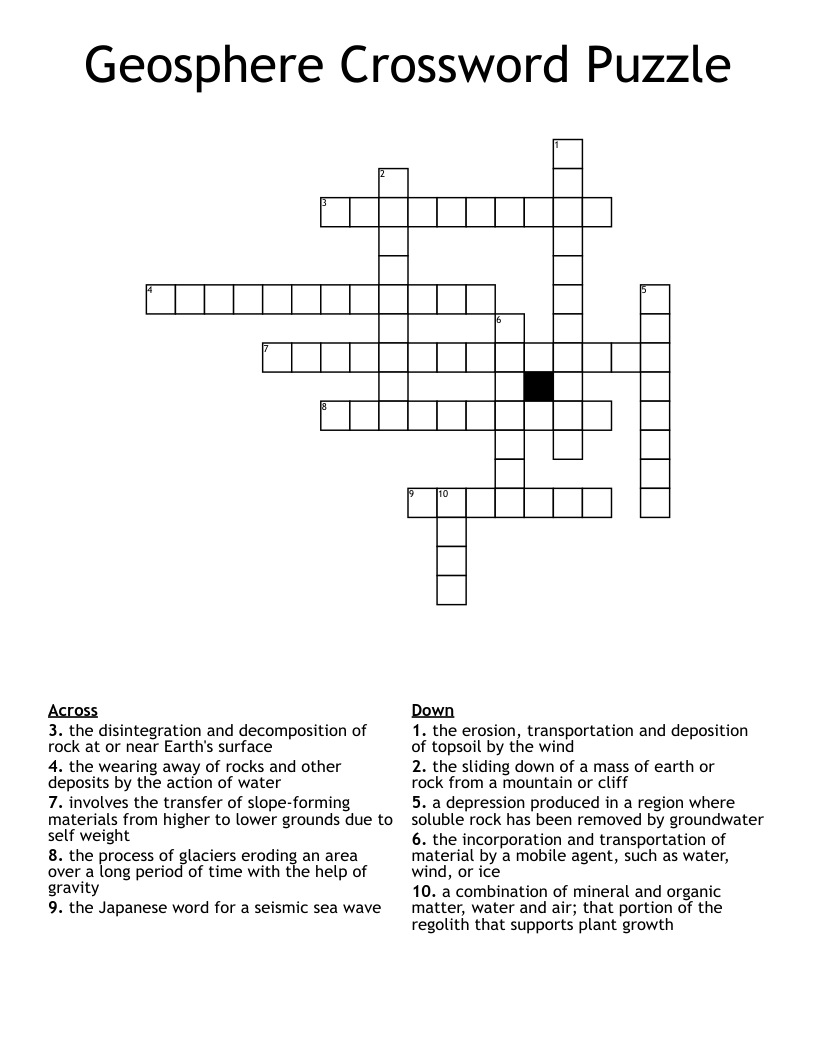 Geosphere Crossword Puzzle