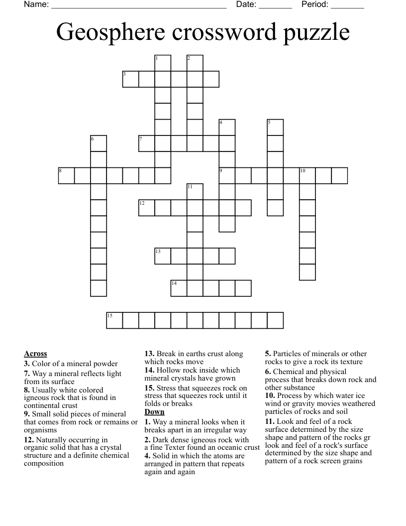Geosphere crossword puzzle