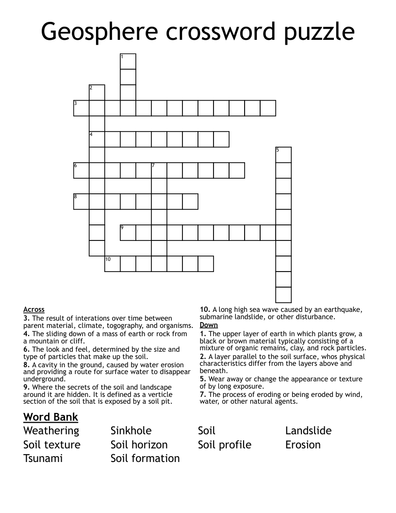 Geosphere crossword puzzle