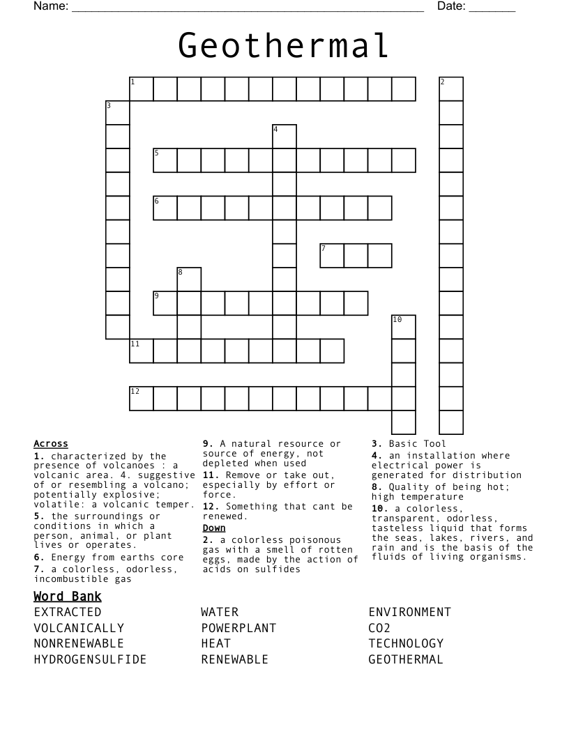 Geothermal Crossword
