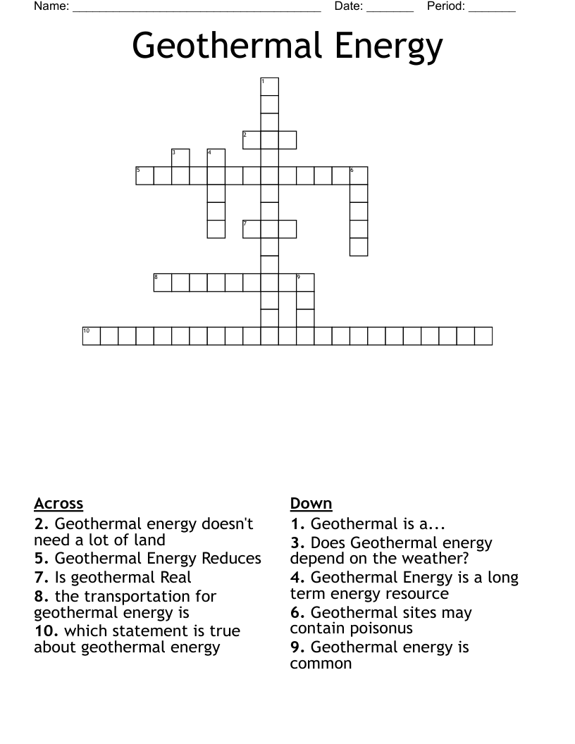 Geothermal Energy Crossword