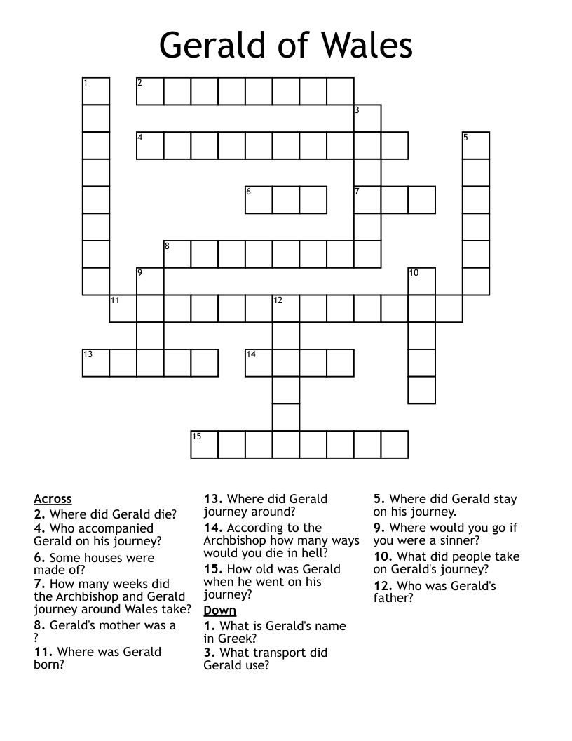 Gerald of Wales Crossword