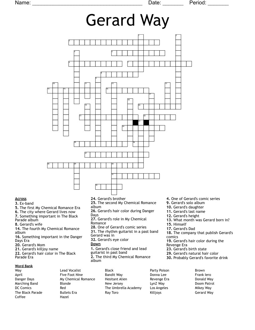Gerard Way Crossword