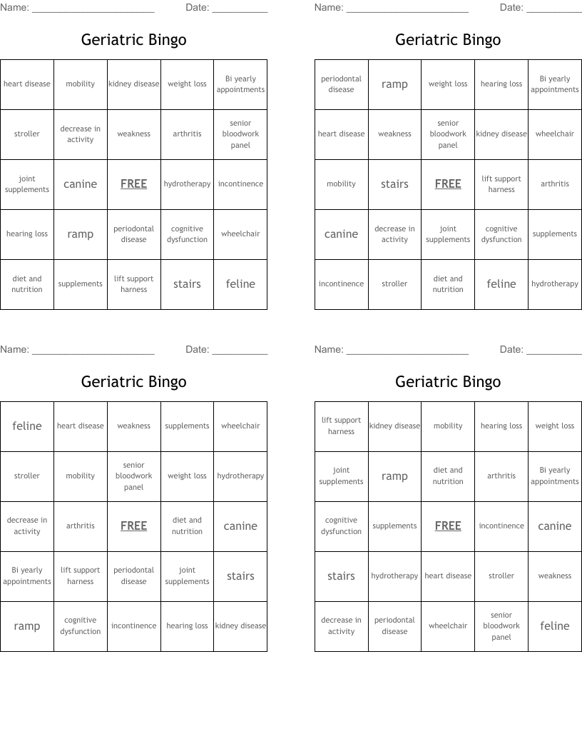 Geriatric Bingo