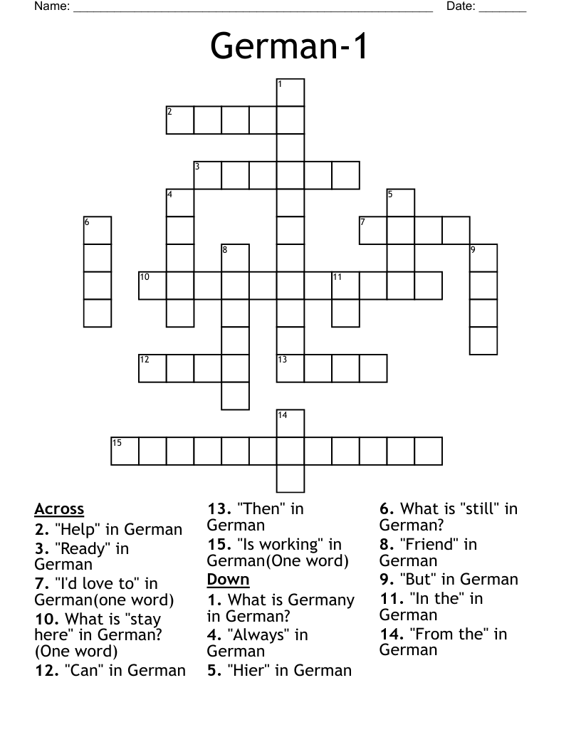 German-1 Crossword