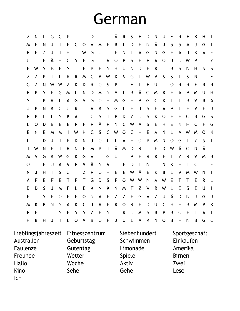 German Word Search