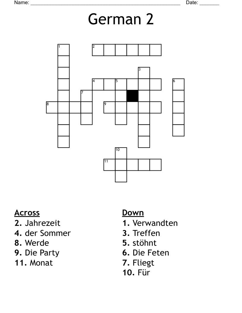 German 2 Crossword