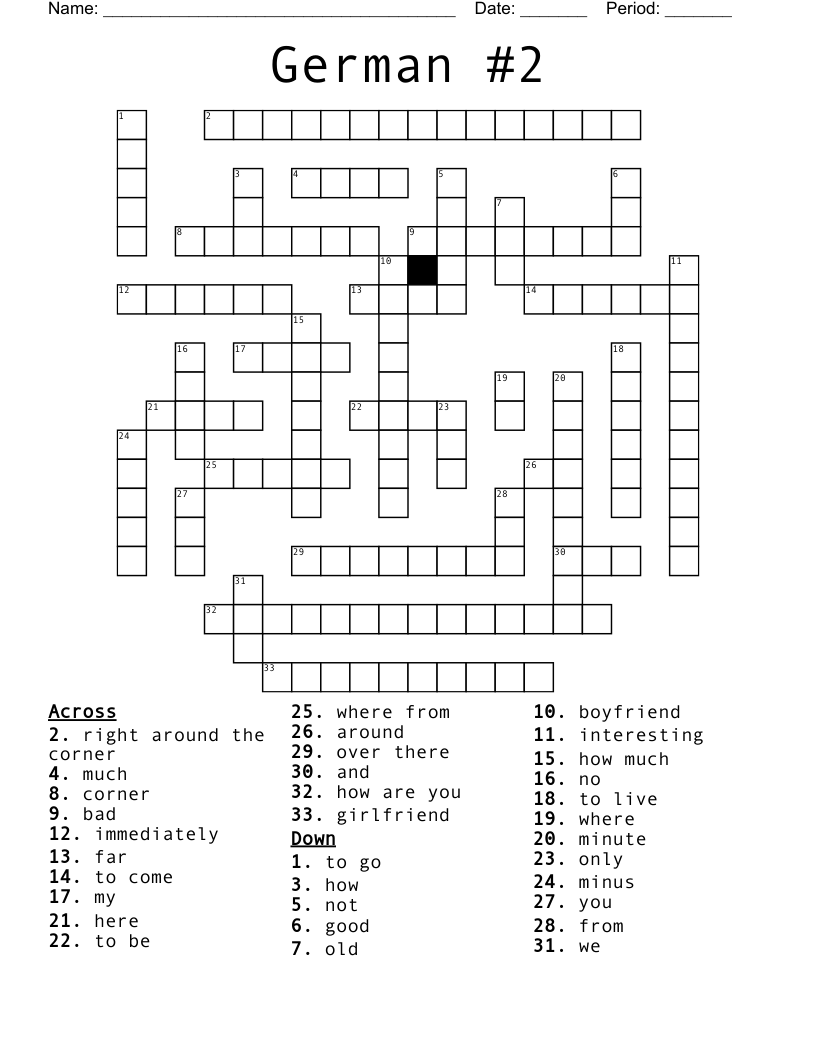 German #2 Crossword