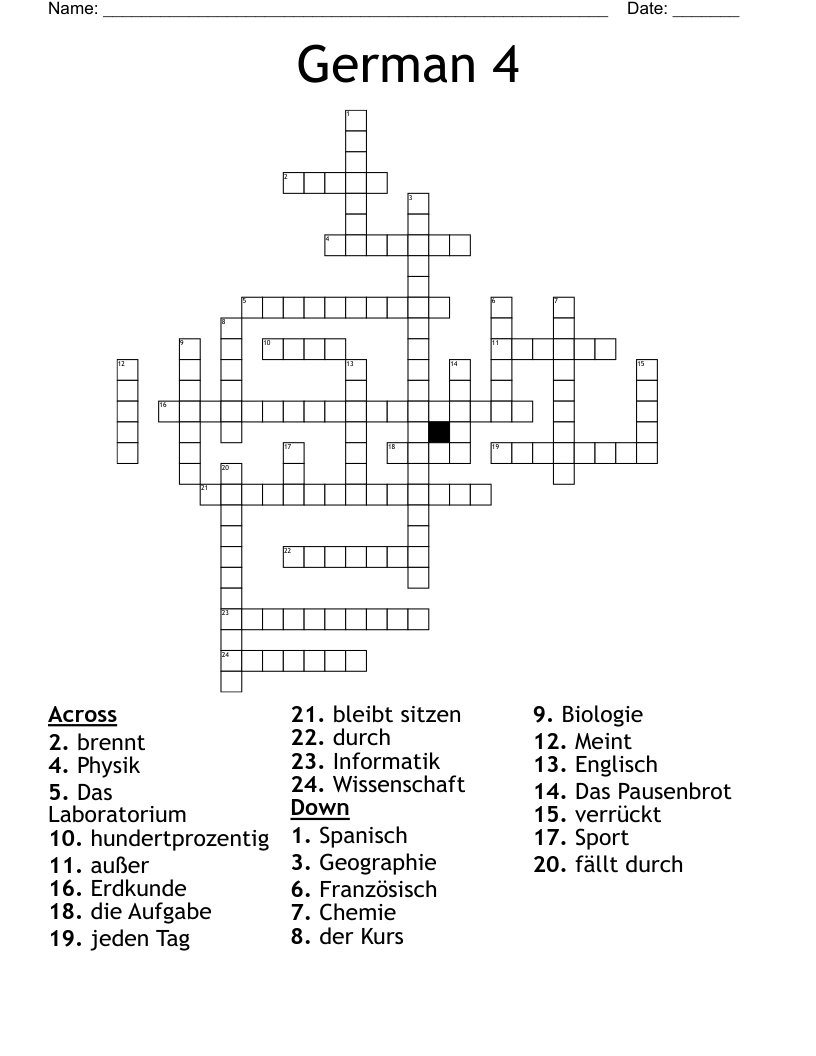 German 4 Crossword
