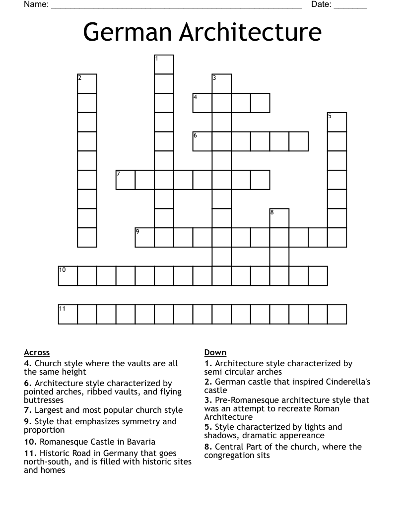 German Architecture Crossword