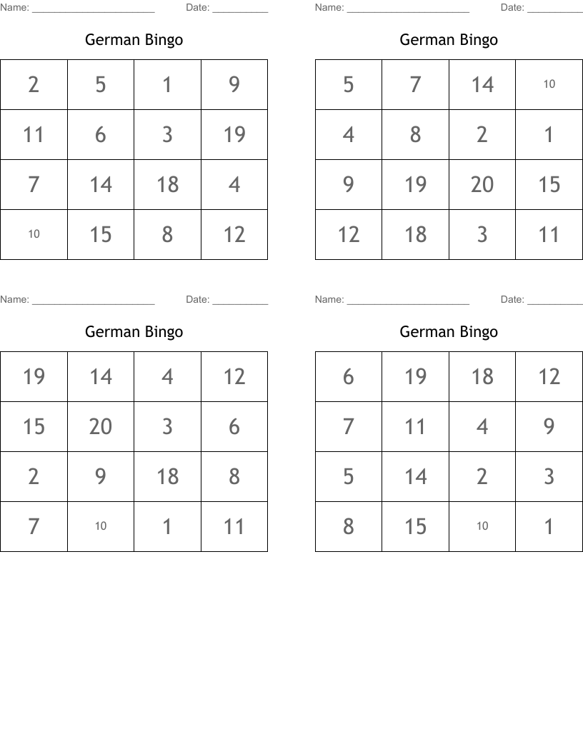 German Bingo