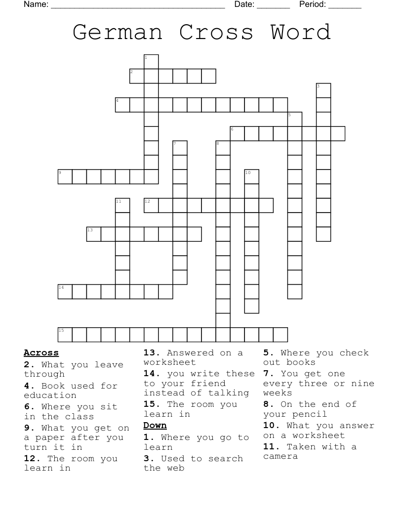 German Cross Word