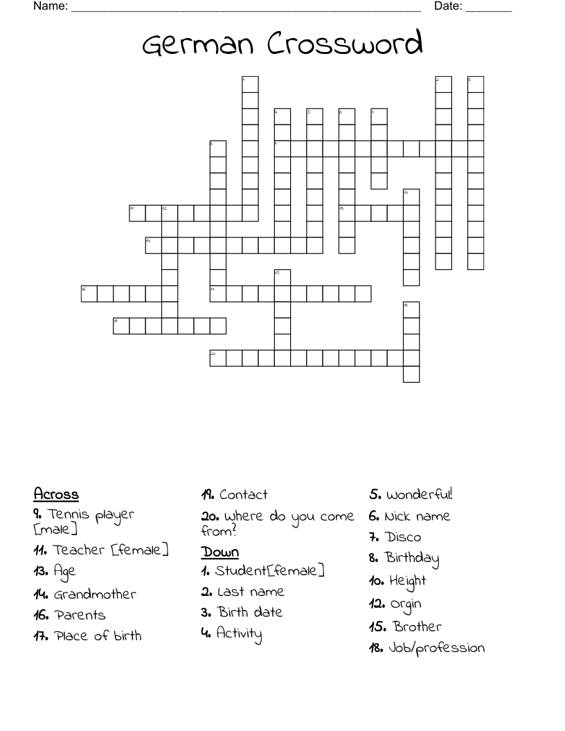 German Crossword