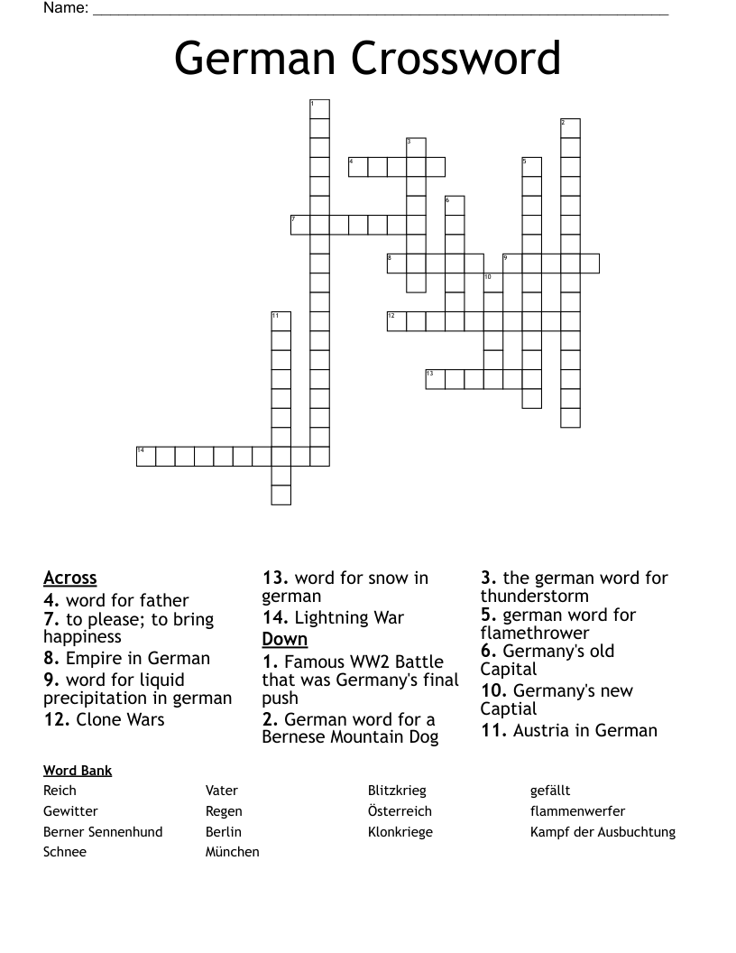 German Crossword