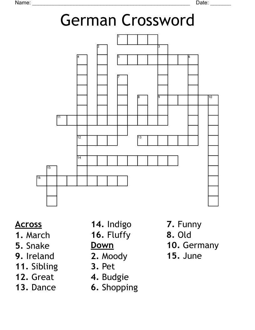 German Crossword