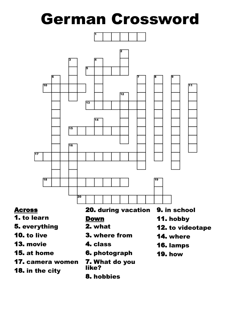 German Crossword
