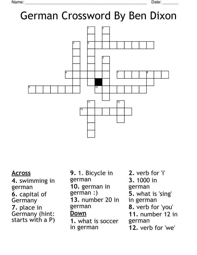 German Crossword By Ben Dixon