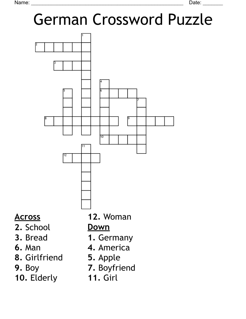 German Crossword Puzzle