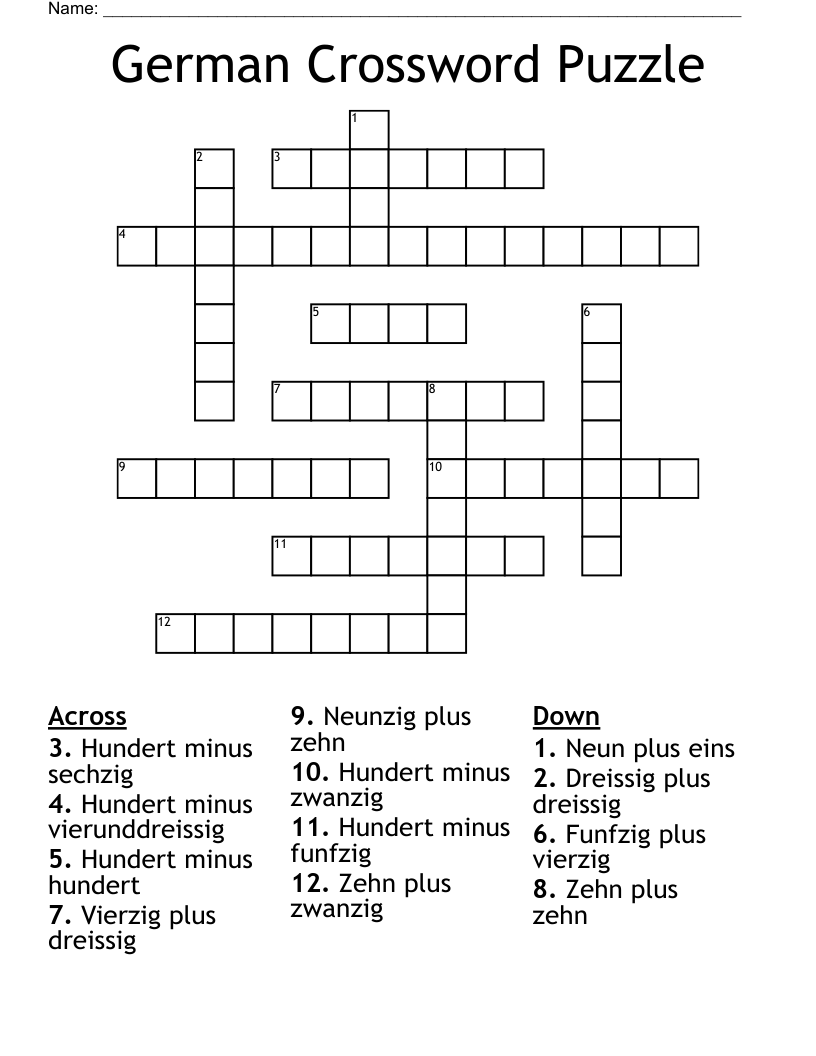 German Crossword Puzzle