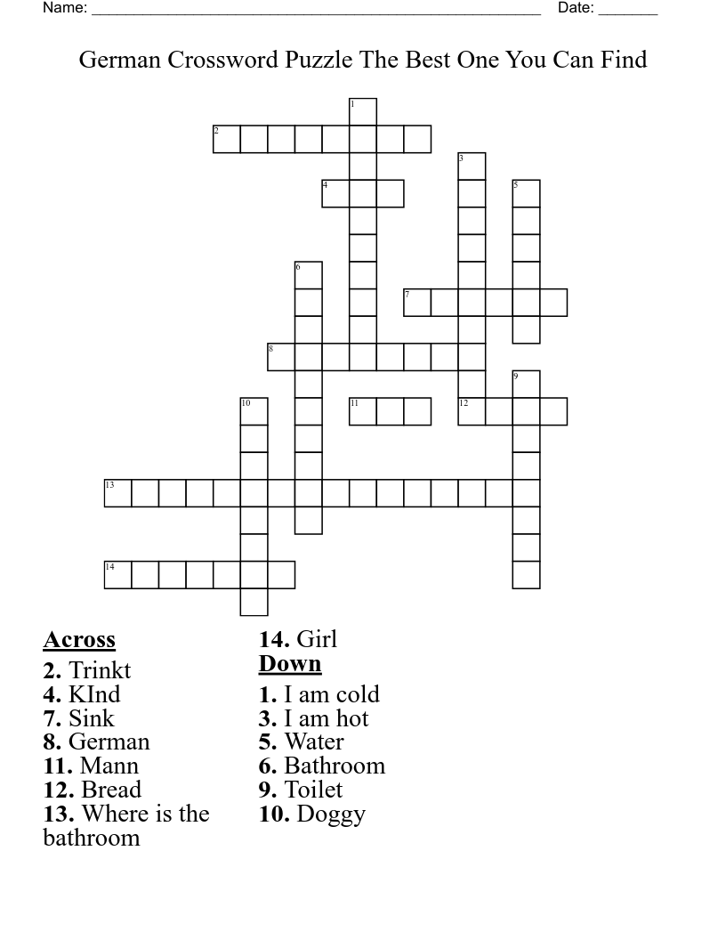 German Crossword Puzzle The Best One You Can Find 