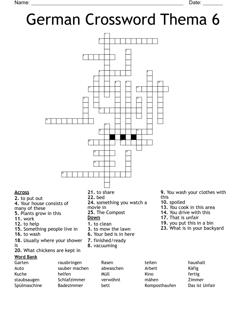 German Crossword Thema 6