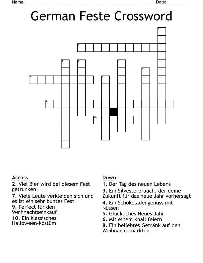 German Feste Crossword