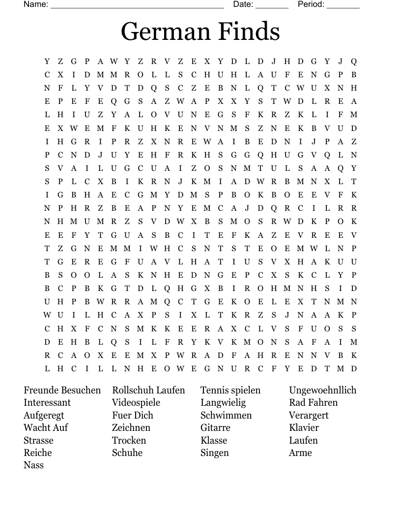 German Finds Word Search