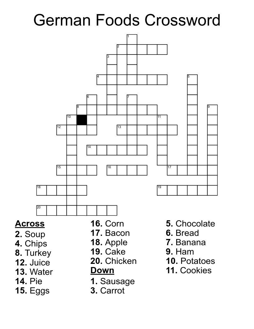 German Foods Crossword