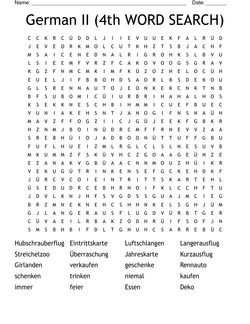 German II (4th WORD SEARCH)