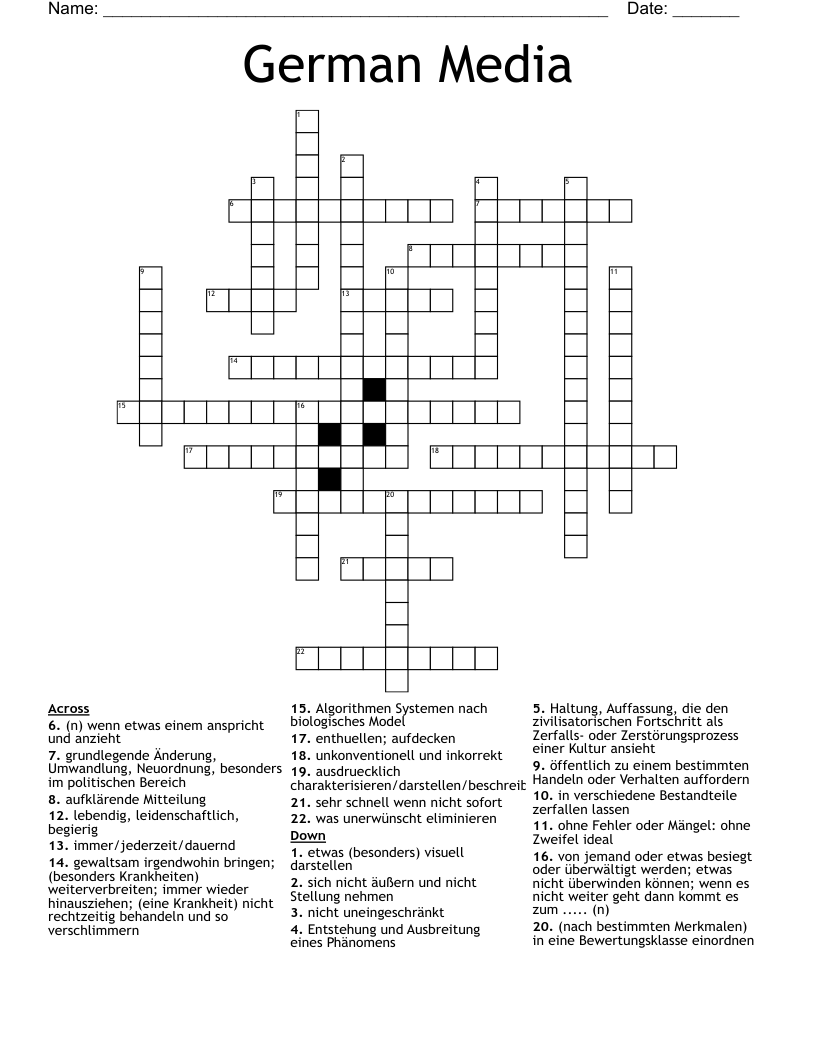 German Media Crossword