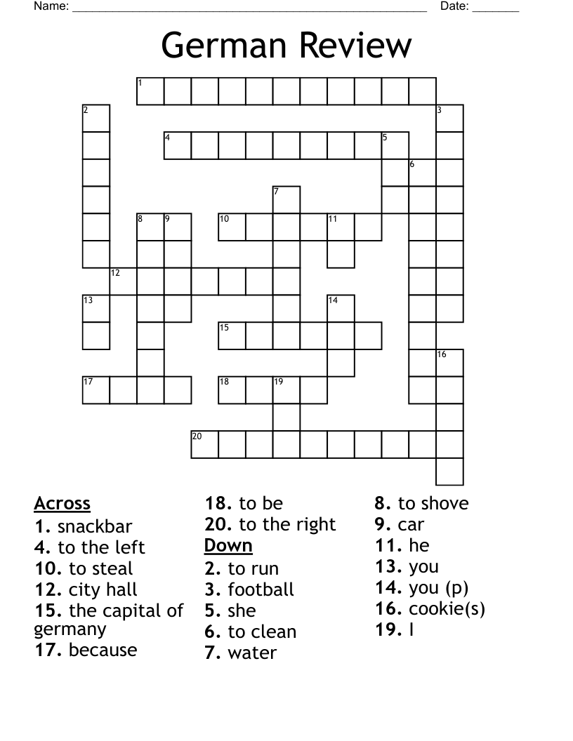 German Review Crossword