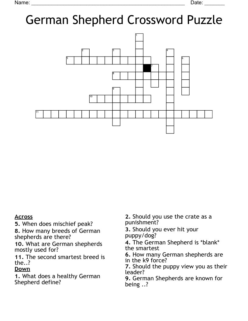 German Shepherd Crossword Puzzle