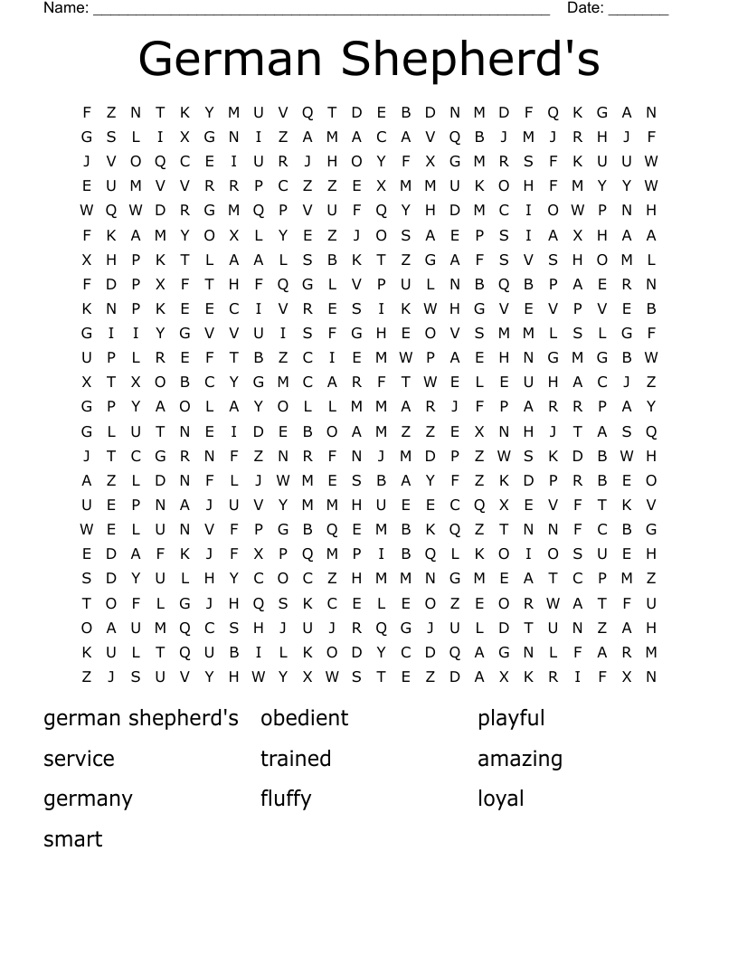 German Shepherd's Word Search