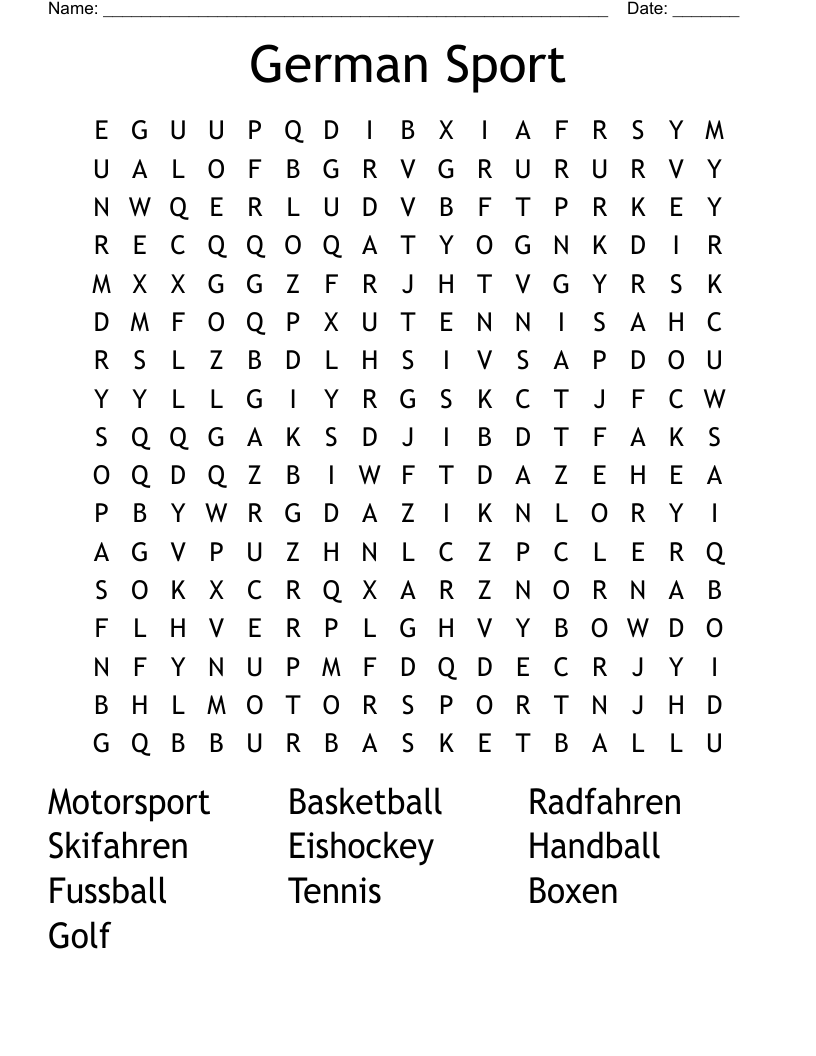 German Sport Word Search