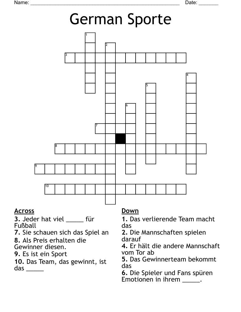 German Sporte Crossword