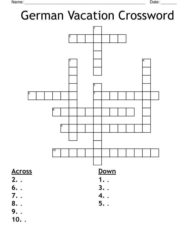 German Vacation Crossword