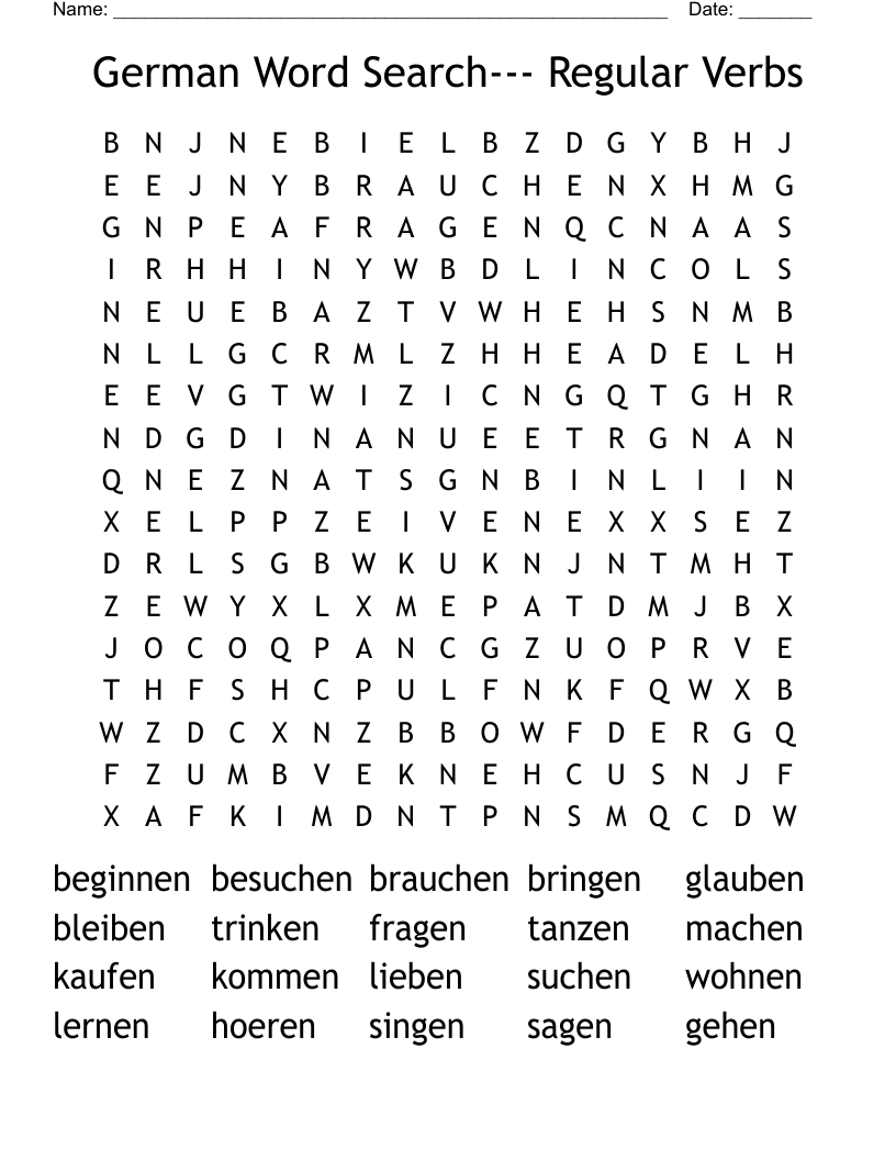 German Word Search--- Regular Verbs