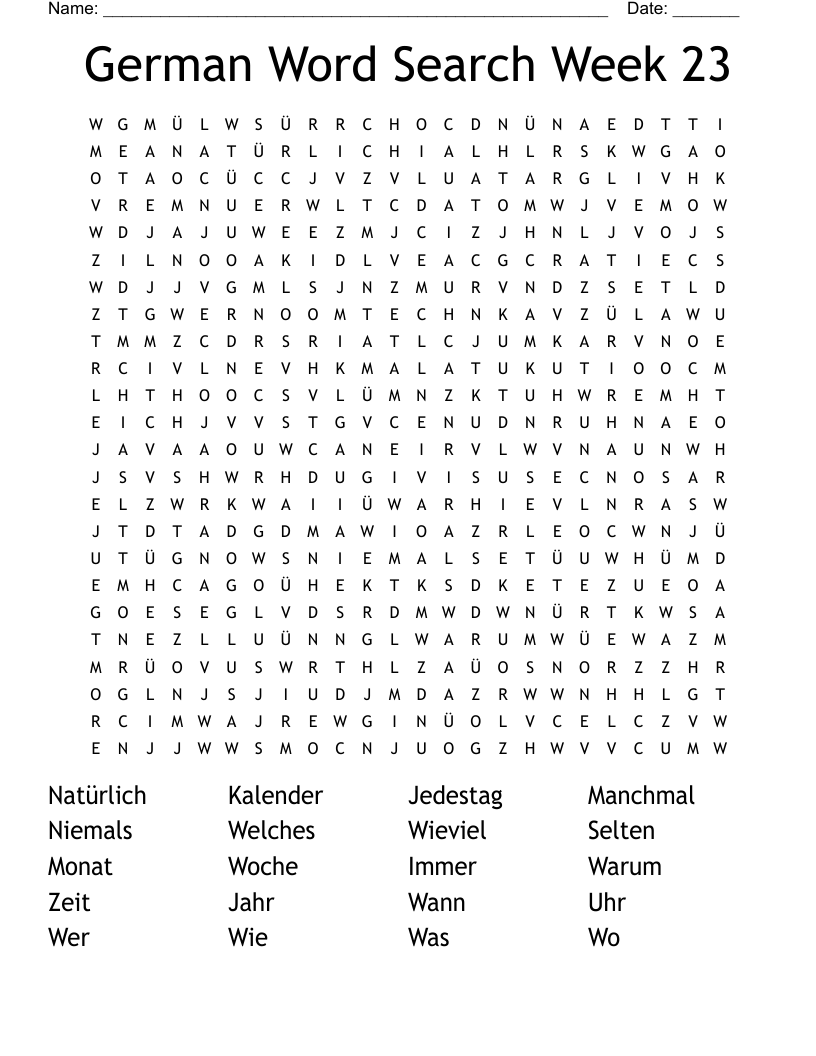 German Word Search Week 23