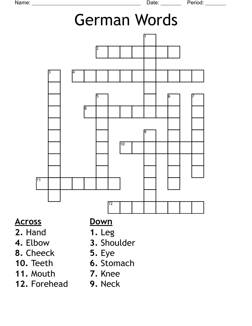 German Words Crossword