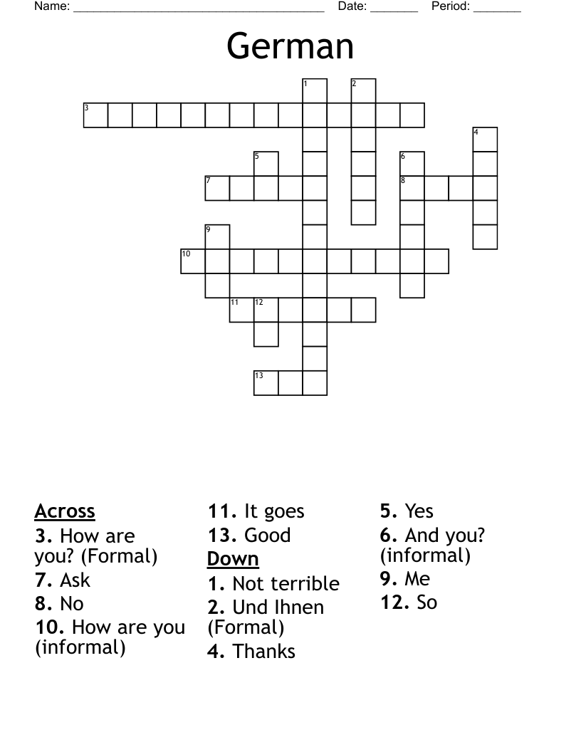 German  Crossword