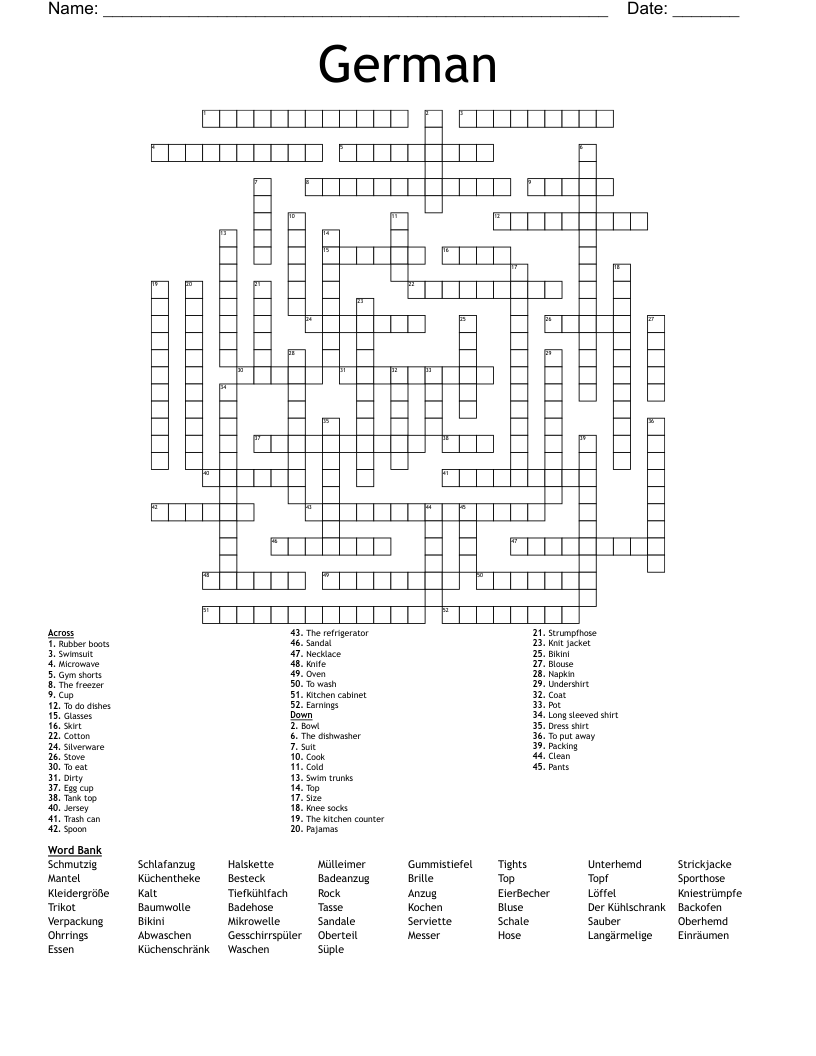 German  Crossword
