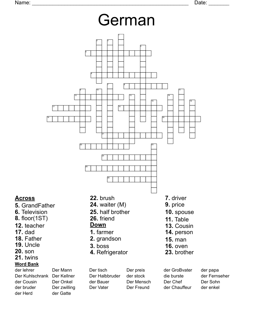 German  Crossword