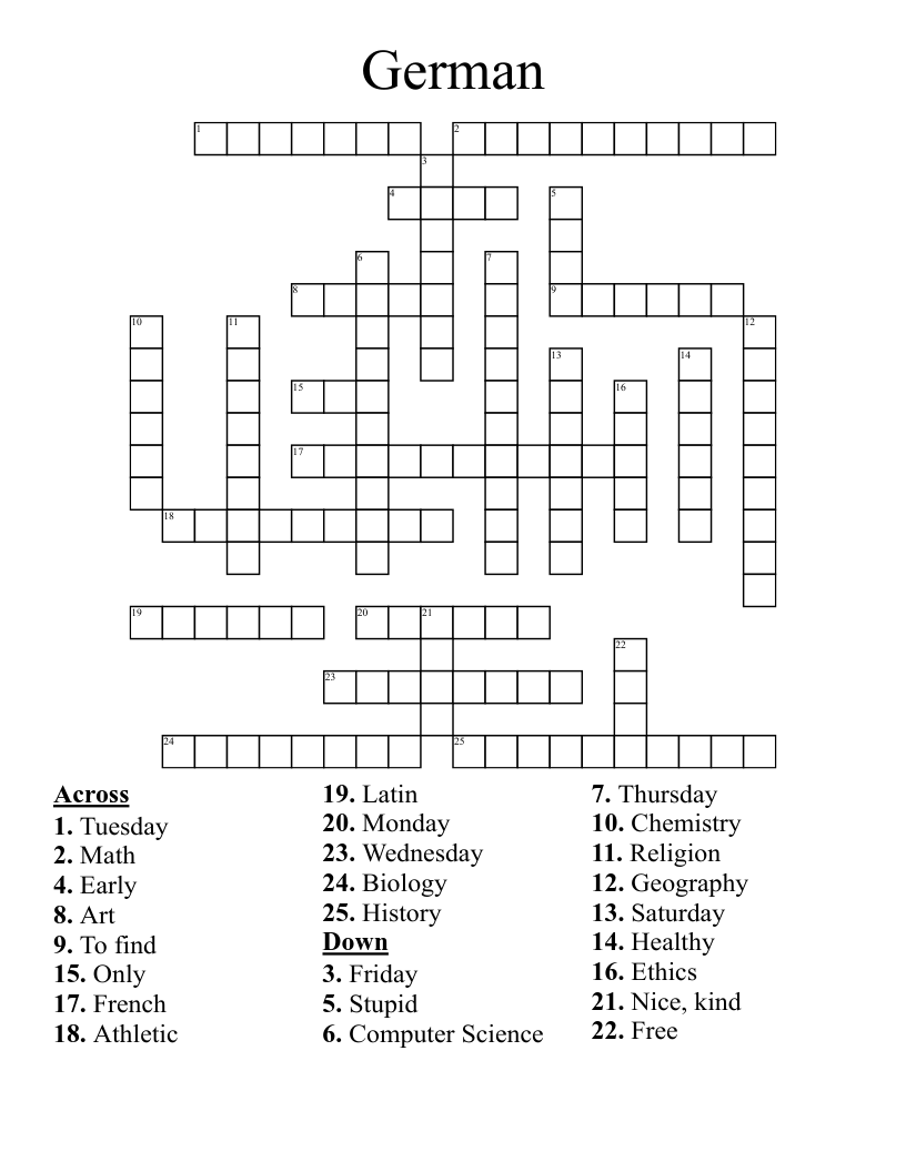 German  Crossword