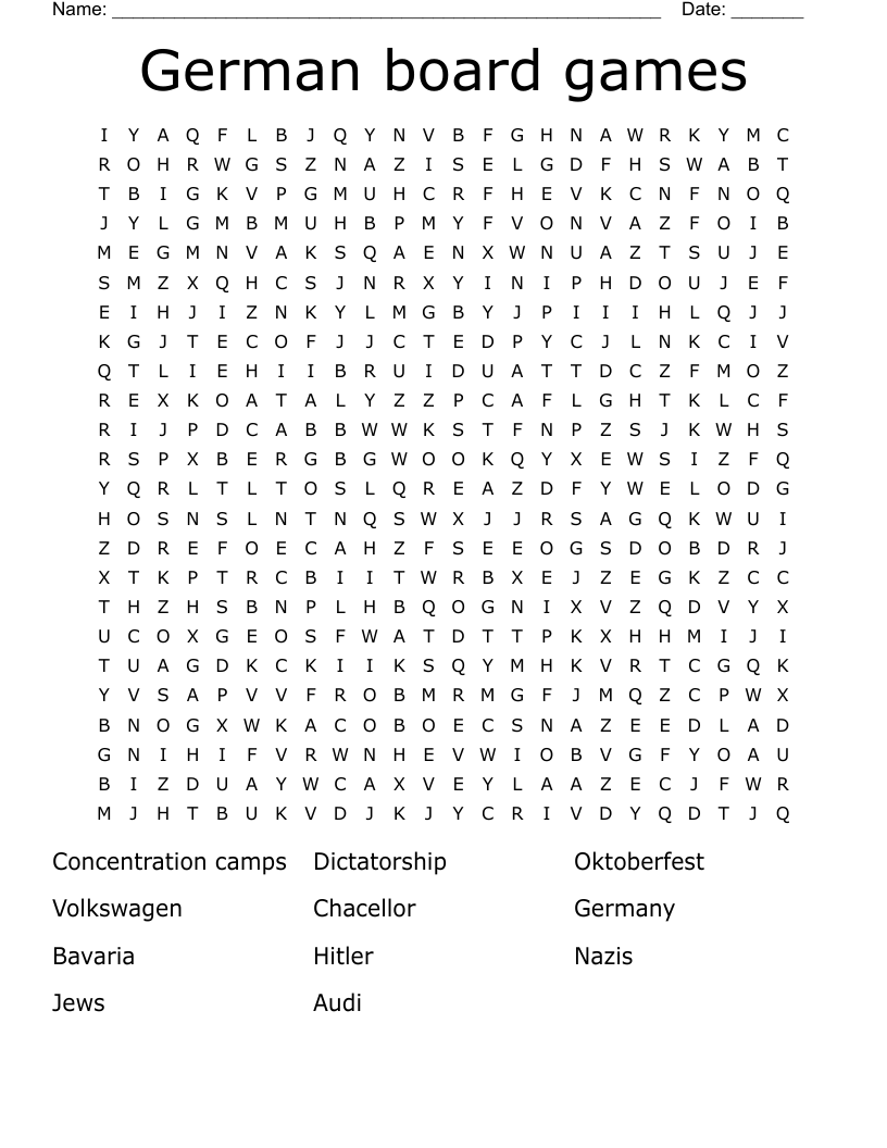 German board games  Word Search